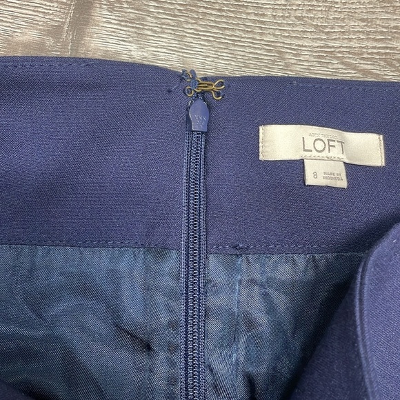 Loft Navy Center Pleat Lined Skirt 8 - Picture 11 of 11